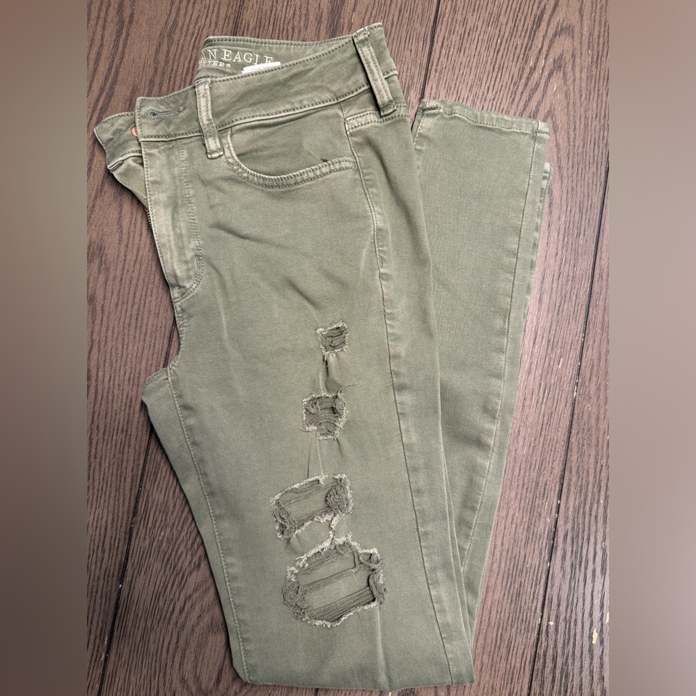 High rise jeggings American eagle green skinny size 4
